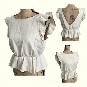 Lena - Elegant Cream Ruffle Top, Size Medium PTP 19”